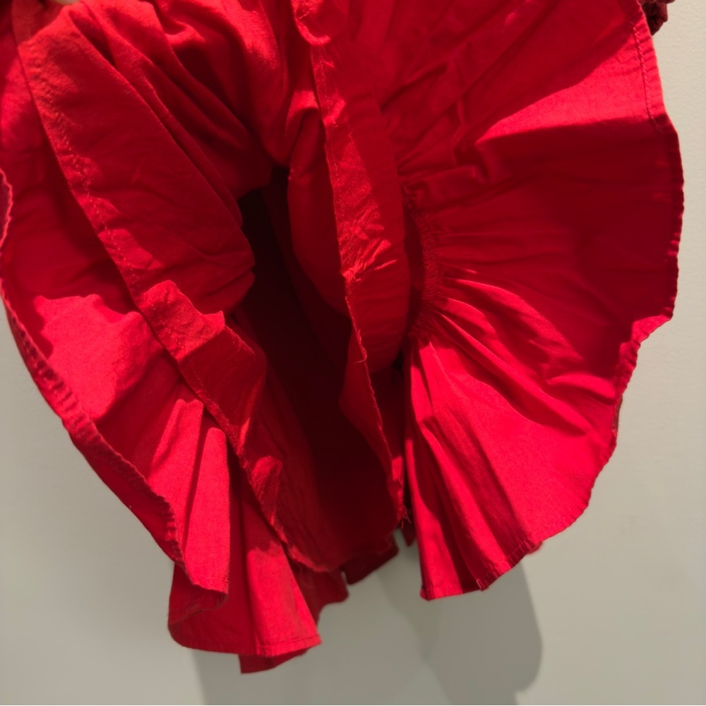 Tularosa Maida Ruffle Dress Color Red Poppy Off-Shoulder with Belt Tie Size XS - Picture 5 of 5